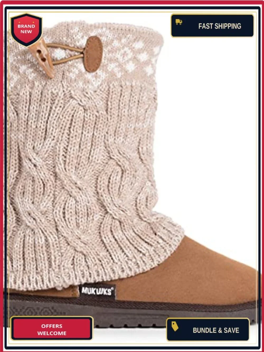 Women's Mid-Calf Water Resistant Acrylic Knit Pull-On Boots